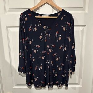 Beacon Blue 3/4 Sleeve Relaxed Blouse